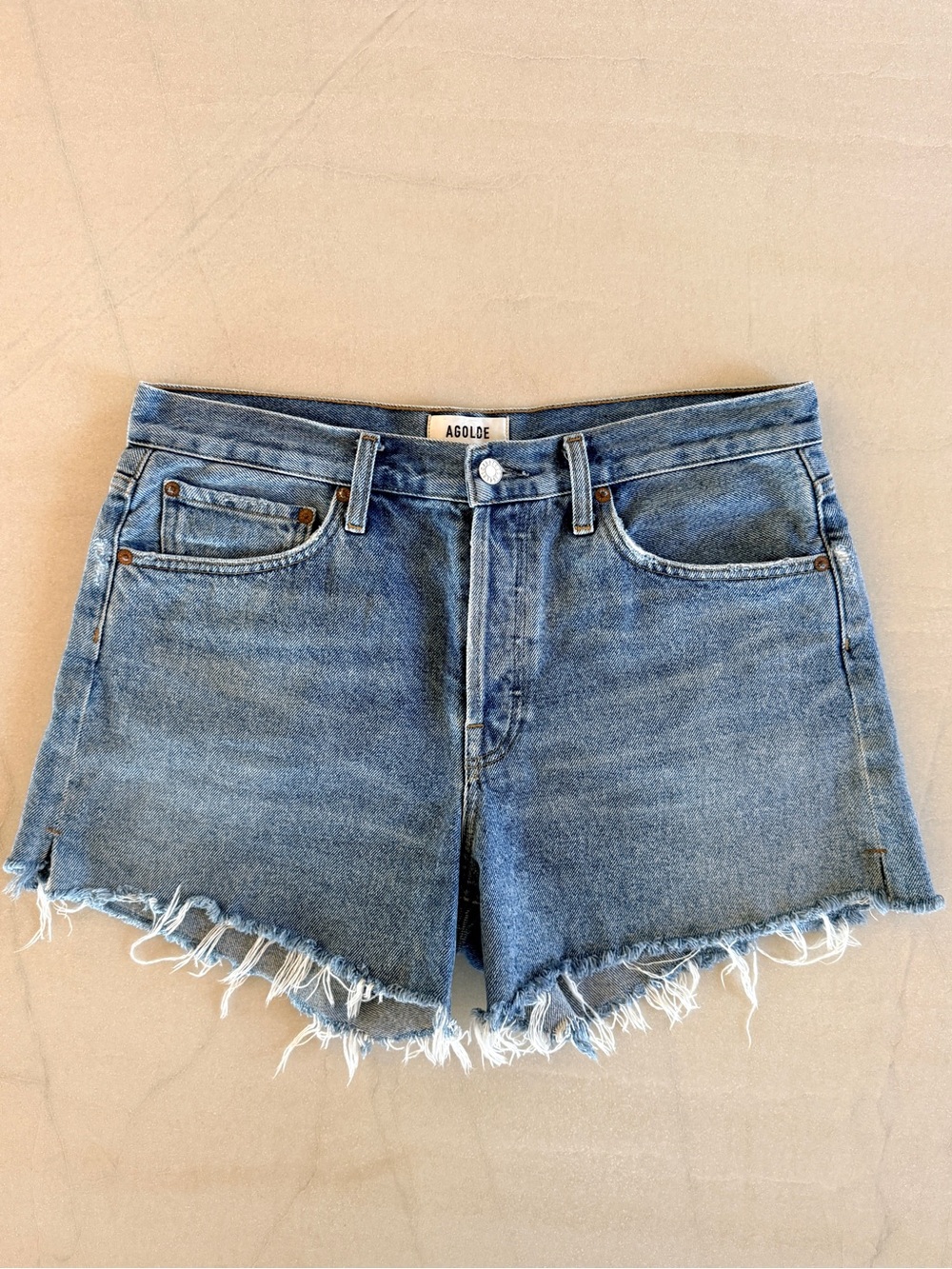 AGOLDE Parker Vintage Cutoff Denim Shorts Swapmeet Distressed Wash Size 29